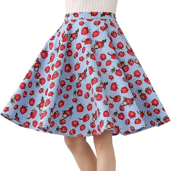 50's Retro Vintage Full Circle Skirt Women's Cocktail Party A-Line Skirt - Picture 1 of 9